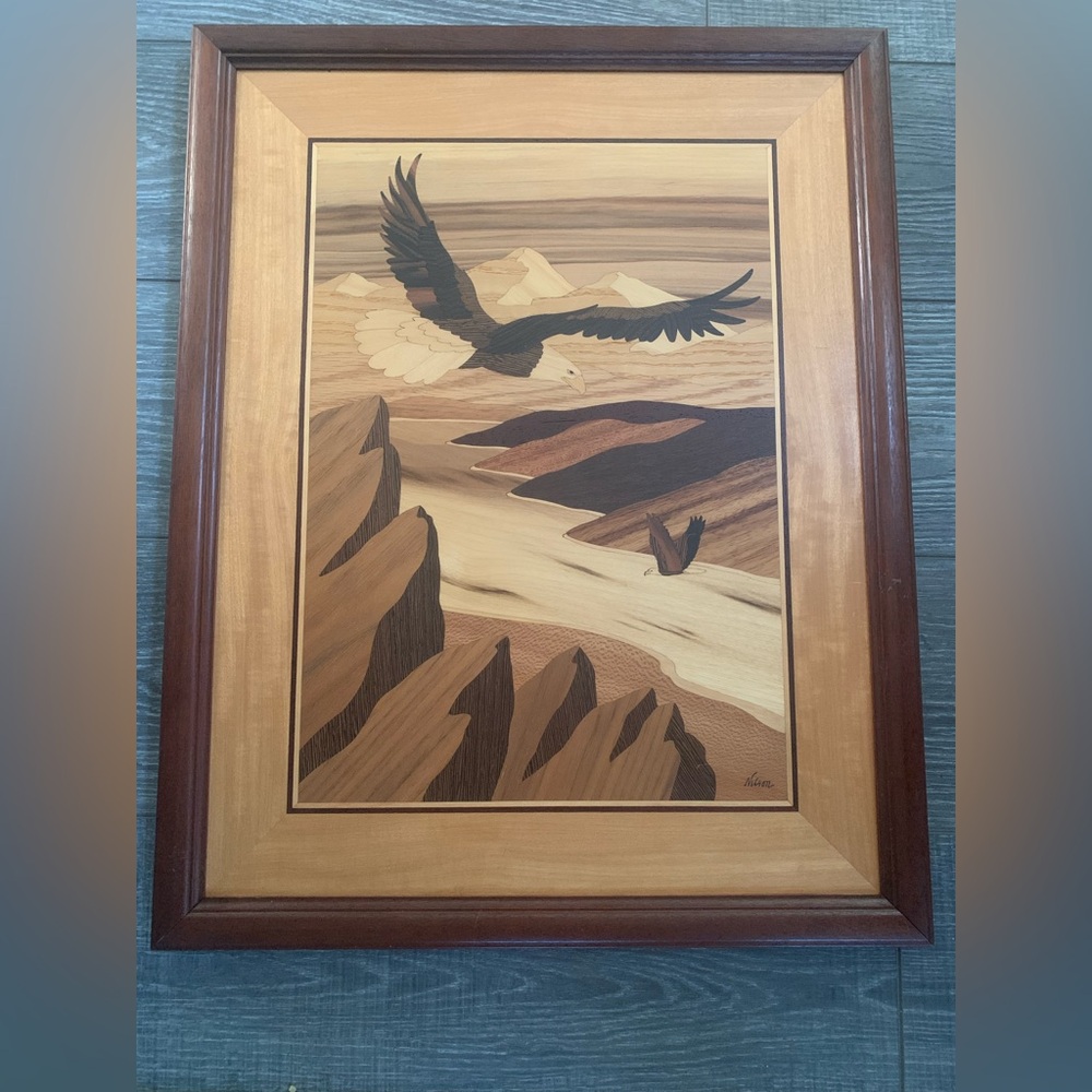 Hudson River Eagle Inlay Wood Art-Jeff Nelson